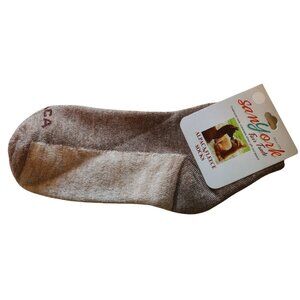 ALPACA HIGH GRADE ANKLE SOCKS FROM PERU UNISEX HEATHER BROWN TAN NWT